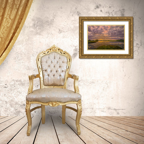 Sunrise on slough of Silver Salmon Creek-Lake Clark National Park and Preserve-Alaska Gold Ornate Wood Framed Art Print with Double Matting by Jones, Adam