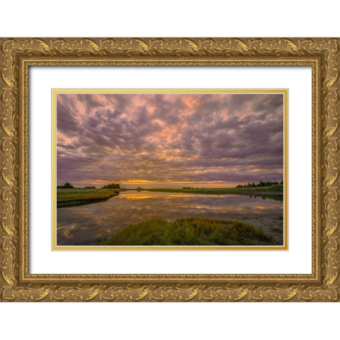 Sunrise on slough of Silver Salmon Creek-Lake Clark National Park and Preserve-Alaska Gold Ornate Wood Framed Art Print with Double Matting by Jones, Adam