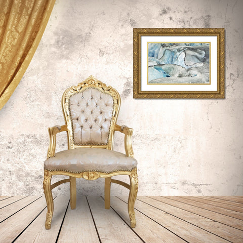 AK, Inside Passage Glacier patterns and blue ice Gold Ornate Wood Framed Art Print with Double Matting by Rotenberg, Nancy