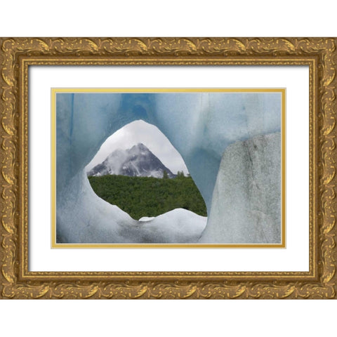 Alaska, Alsek Lake Mountain framed by iceberg Gold Ornate Wood Framed Art Print with Double Matting by Paulson, Don