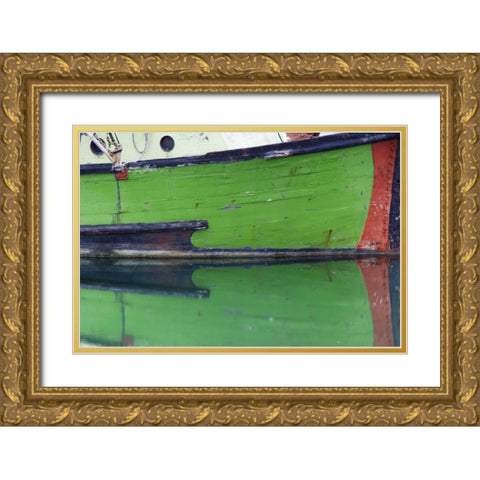 AK, Hoonah Fishing boat reflection in water Gold Ornate Wood Framed Art Print with Double Matting by Paulson, Don