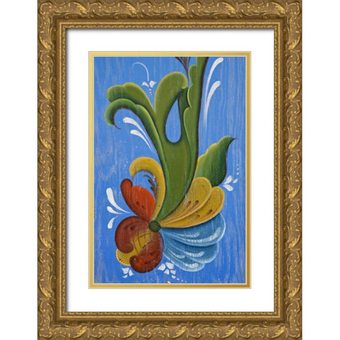 AK, Petersburg Norwegian rosemaling painting Gold Ornate Wood Framed Art Print with Double Matting by Paulson, Don