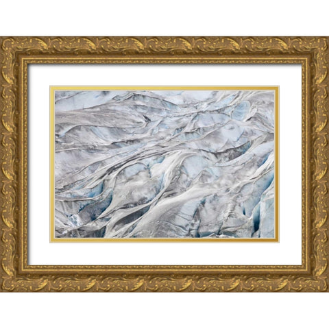 AK, Glacier Bay NP, Reid Glacier Ice patterns Gold Ornate Wood Framed Art Print with Double Matting by Paulson, Don