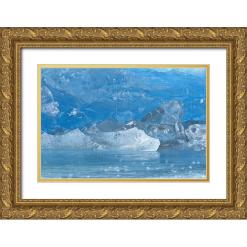 Alaska, Glacier Bay Melting blue on Reid Glacier Gold Ornate Wood Framed Art Print with Double Matting by Paulson, Don