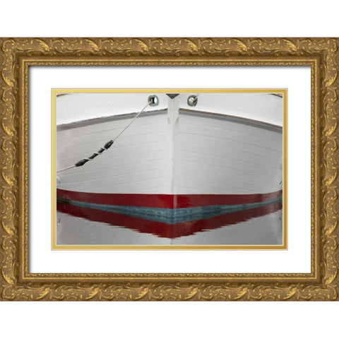 Alaska, Hoonah Bow of a boat reflects in water Gold Ornate Wood Framed Art Print with Double Matting by Paulson, Don