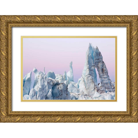 AK, Glacier Bay Margerie Glacier ice formations Gold Ornate Wood Framed Art Print with Double Matting by Paulson, Don