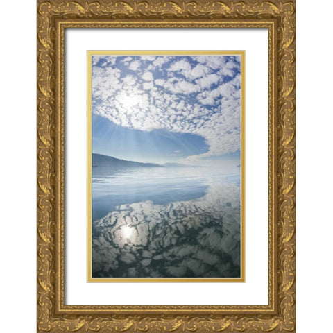 Alaska, Freshwater Bay Clouds reflected in water Gold Ornate Wood Framed Art Print with Double Matting by Paulson, Don