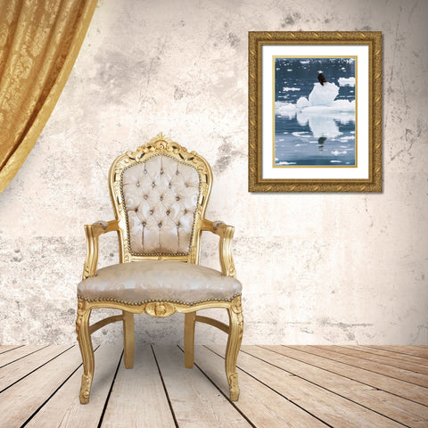 Alaska, Glacier Bay NP Bald eagle on iceberg Gold Ornate Wood Framed Art Print with Double Matting by Paulson, Don