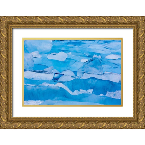 USA, Alaska, Glacier Bay NP Close-up of blue ice Gold Ornate Wood Framed Art Print with Double Matting by Paulson, Don