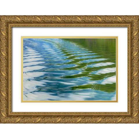 AK, Glacier Bay NP Boat wake in Dundas Bay Gold Ornate Wood Framed Art Print with Double Matting by Paulson, Don