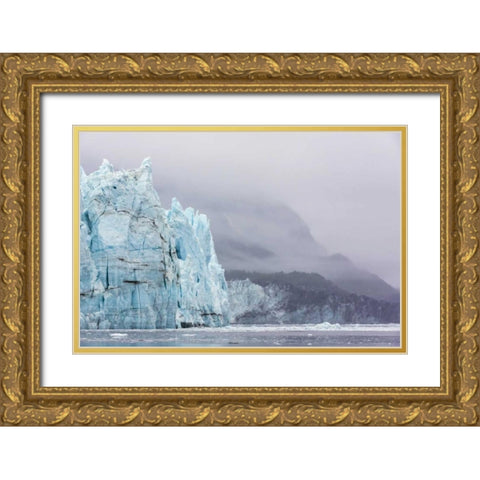 AK, Glacier Bay NP Margerie Glacier and mountain Gold Ornate Wood Framed Art Print with Double Matting by Paulson, Don