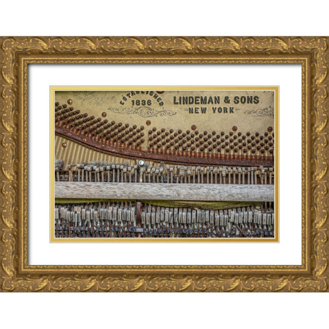 Alaska-Sitka Discarded Lindeman and Sons piano close-up  Gold Ornate Wood Framed Art Print with Double Matting by Jaynes Gallery