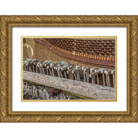 Alaska-Sitka Discarded Lindeman and Sons piano close-up  Gold Ornate Wood Framed Art Print with Double Matting by Jaynes Gallery