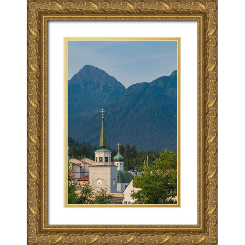 Alaska-Sitka St Michaels Russian Orthodox Cathedral in town  Gold Ornate Wood Framed Art Print with Double Matting by Jaynes Gallery