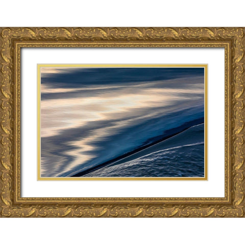 Alaska-Chatham Strait Boat wake in ocean  Gold Ornate Wood Framed Art Print with Double Matting by Jaynes Gallery