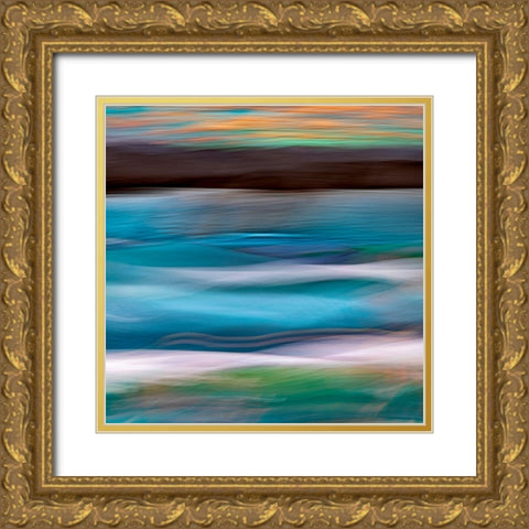Alaska-Juneau Abstract of sunset on ocean  Gold Ornate Wood Framed Art Print with Double Matting by Jaynes Gallery