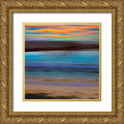 Alaska-Juneau Abstract sunset over ocean  Gold Ornate Wood Framed Art Print with Double Matting by Jaynes Gallery