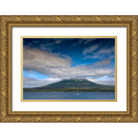 Usa-Alaska This perfect volcano rises from the sea near Sitka Gold Ornate Wood Framed Art Print with Double Matting by Sederquist, Betty