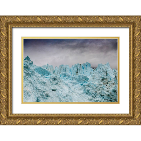Blue ice characterizes the face of Margerie Glacier. Gold Ornate Wood Framed Art Print with Double Matting by Sederquist, Betty