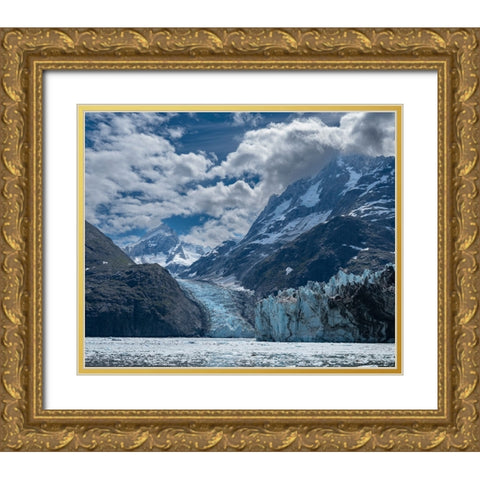 High mountains surrounding Johns Hopkins Inlet generate numerous glaciers. Gold Ornate Wood Framed Art Print with Double Matting by Sederquist, Betty