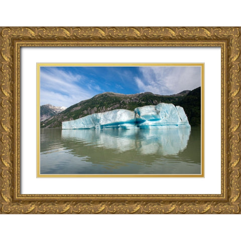 Huge iceberg slowly melts in Shakes Lake. Gold Ornate Wood Framed Art Print with Double Matting by Sederquist, Betty