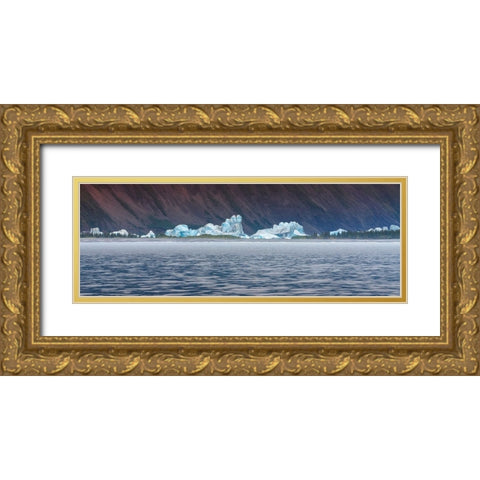 Kenai Peninsula- icebergs dotting the landscape Gold Ornate Wood Framed Art Print with Double Matting by Muir, Janet