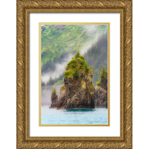 Alaska- Kenai Peninsula. Scenic landscape of the rocky coast. Gold Ornate Wood Framed Art Print with Double Matting by Muir, Janet