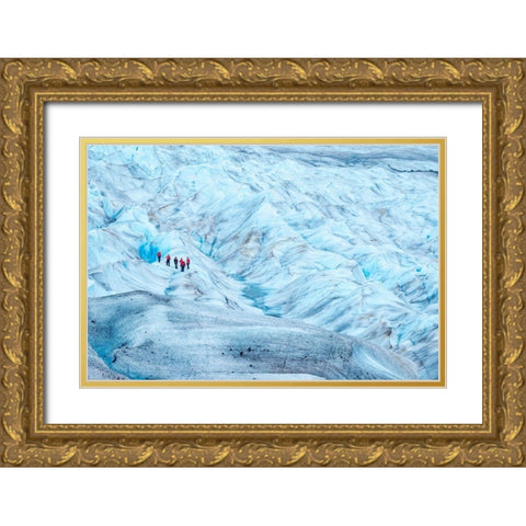 Trekking-Mendenhall Glacier-Juneau-Alaska-USA Gold Ornate Wood Framed Art Print with Double Matting by Engelbrecht, Jim