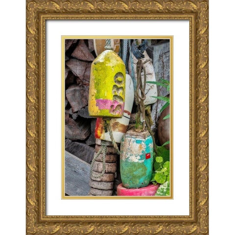 Antique buoy Gold Ornate Wood Framed Art Print with Double Matting by Engelbrecht, Jim