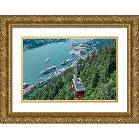 Tramway-Gastineau Channel-Mount Roberts-Juneau-Alaska-USA Gold Ornate Wood Framed Art Print with Double Matting by Engelbrecht, Jim