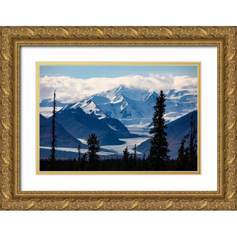 Glenn Highway-Knik Glacier-Chugach mountains-Alaska-USA Gold Ornate Wood Framed Art Print with Double Matting by Sienda, Jolly