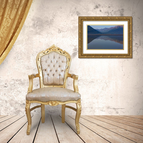 Cook Inlet-Alaska-bay and mountain reflection Gold Ornate Wood Framed Art Print with Double Matting by Sienda, Jolly