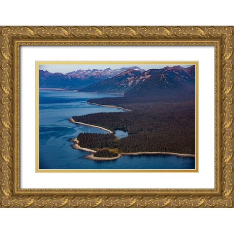 Lake Clark National Park and Preserve-Kachemak Bay-Alaska-aerial landscape and mountains Gold Ornate Wood Framed Art Print with Double Matting by Sienda, Jolly