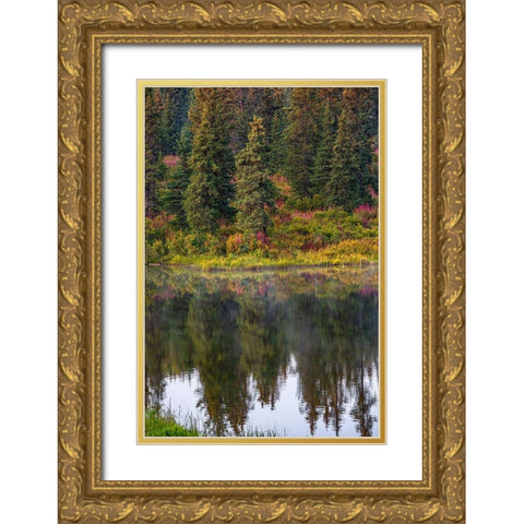 Homer-Alaska-autumn-fireweed Gold Ornate Wood Framed Art Print with Double Matting by Sienda, Jolly