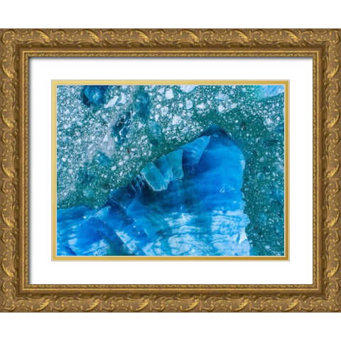 Alaska shattered icebergs floating near calving face of LeConte Glacier east of Petersburg Gold Ornate Wood Framed Art Print with Double Matting by Souders, Paul