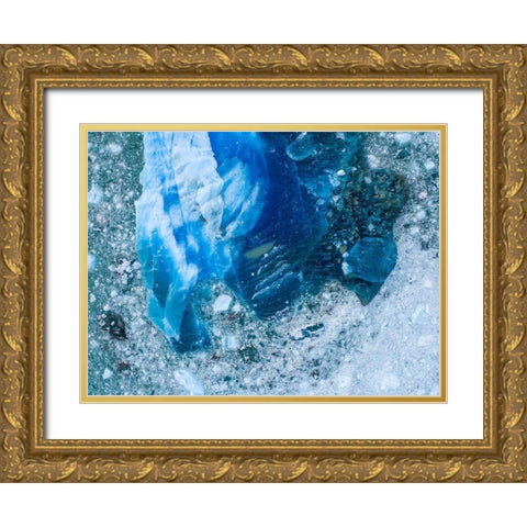 Alaska shattered icebergs floating near calving face of LeConte Glacier east of Petersburg Gold Ornate Wood Framed Art Print with Double Matting by Souders, Paul