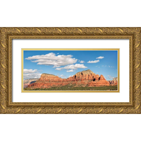 Arizona-Sedona-Panoramic view of Twin Buttes and The Nuns Gold Ornate Wood Framed Art Print with Double Matting by Collins, Ann
