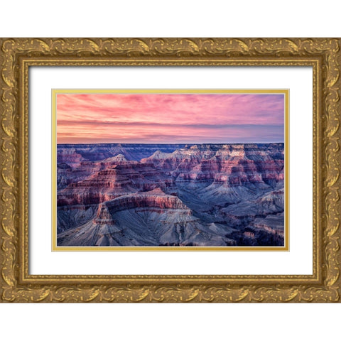 Arizona-Grand Canyon National Park-Dusk from Hopi Point Gold Ornate Wood Framed Art Print with Double Matting by Collins, Ann