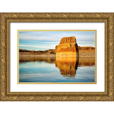 Arizona-Page-Lone Rock at Lake Powell Gold Ornate Wood Framed Art Print with Double Matting by Collins, Ann