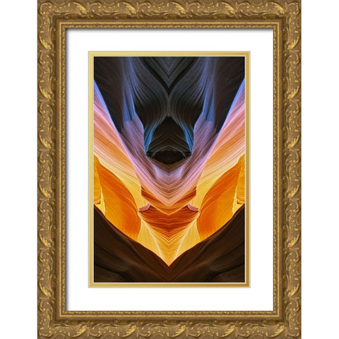 View of Antelope Canyon-Page-Arizona Gold Ornate Wood Framed Art Print with Double Matting by Jones, Adam