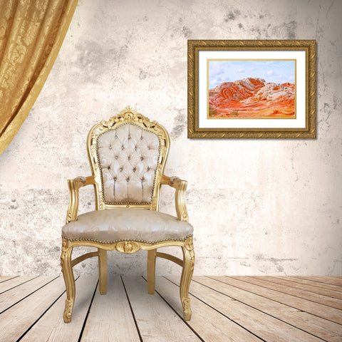 USA-Arizona-Vermilion Cliffs National Monument White Pocket Gold Ornate Wood Framed Art Print with Double Matting by Friel, Bernard