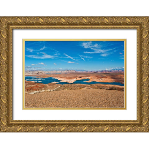 USA-Arizona-Page Glen Canyon National Recreation Area-Lake Powell with low water Gold Ornate Wood Framed Art Print with Double Matting by Friel, Bernard