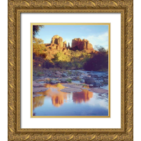 Arizona, Sedona Cathedral Rock and Oak Creek Gold Ornate Wood Framed Art Print with Double Matting by Talbot Frank, Christopher