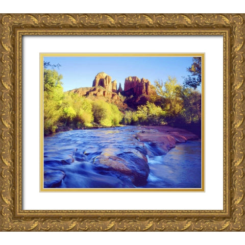 Arizona, Sedona Cathedral Rock and Oak Creek Gold Ornate Wood Framed Art Print with Double Matting by Talbot Frank, Christopher