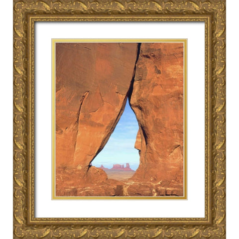 AZ, Formations through famous Teardrop Window Gold Ornate Wood Framed Art Print with Double Matting by Talbot Frank, Christopher