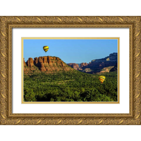 Arizona Hot-air balloons over Red Rocks SP Gold Ornate Wood Framed Art Print with Double Matting by OBrien, Jay