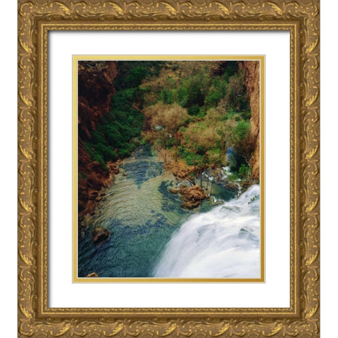 Arizona Havasu Falls in the Grand Canyon Gold Ornate Wood Framed Art Print with Double Matting by Talbot Frank, Christopher