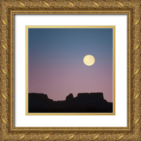 USA, Arizona Moonrise over butte Gold Ornate Wood Framed Art Print with Double Matting by Paulson, Don