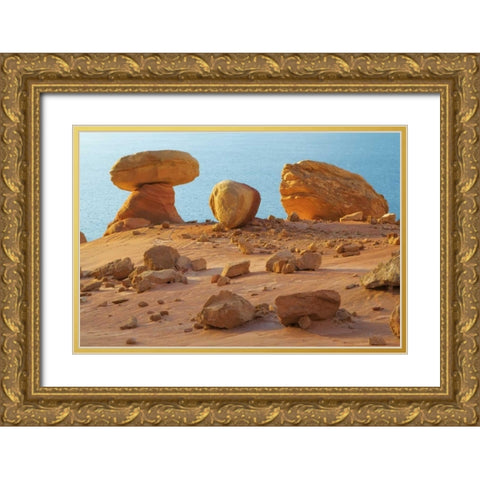 Arizona, Lake Powell, Padre Bay Rock formations Gold Ornate Wood Framed Art Print with Double Matting by Paulson, Don