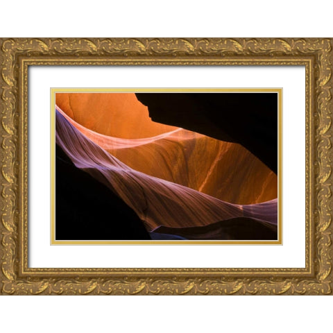 AZ, Sandstone formations in Antelope Canyon Gold Ornate Wood Framed Art Print with Double Matting by Rotenberg, Nancy